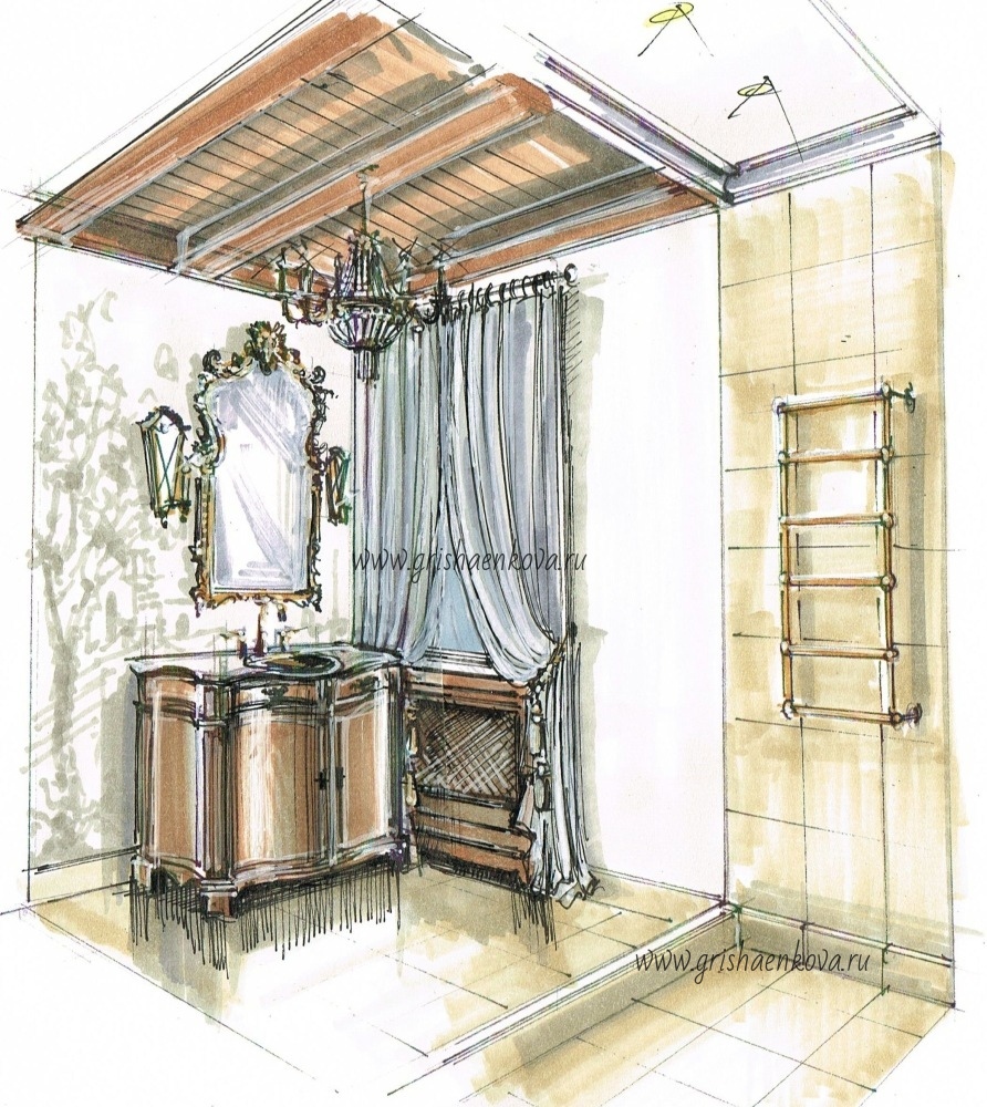 элитный дизайн интерьера ванной в загородном доме