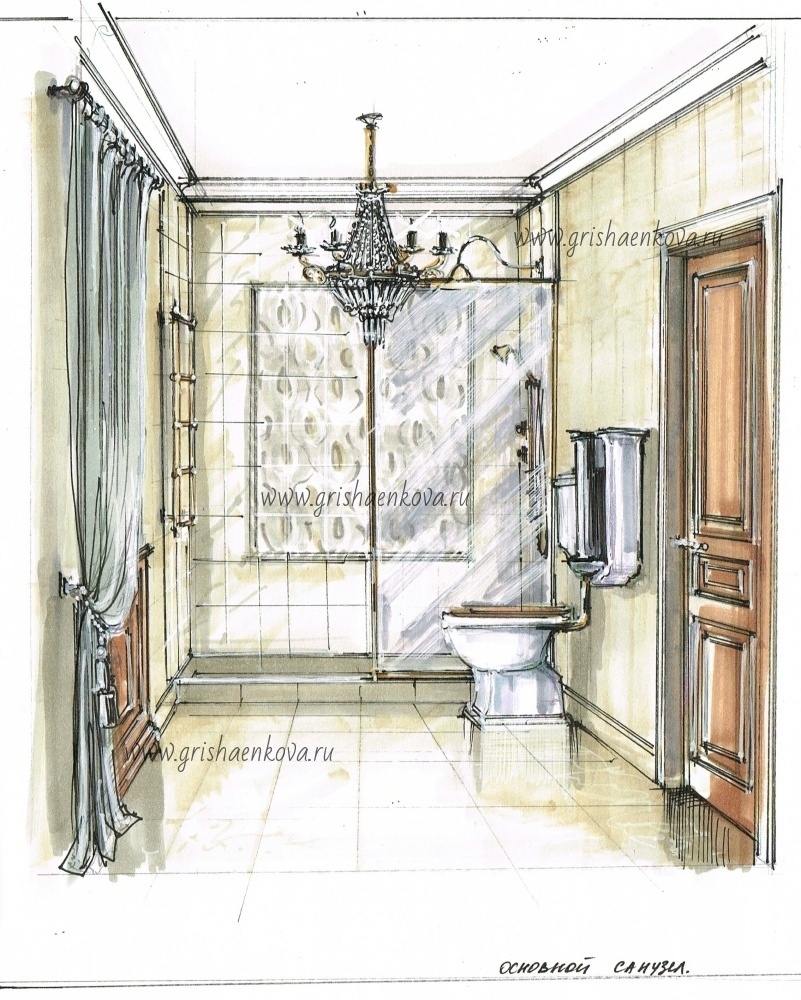 элитный дизайн интерьера ванной в классическом стиле