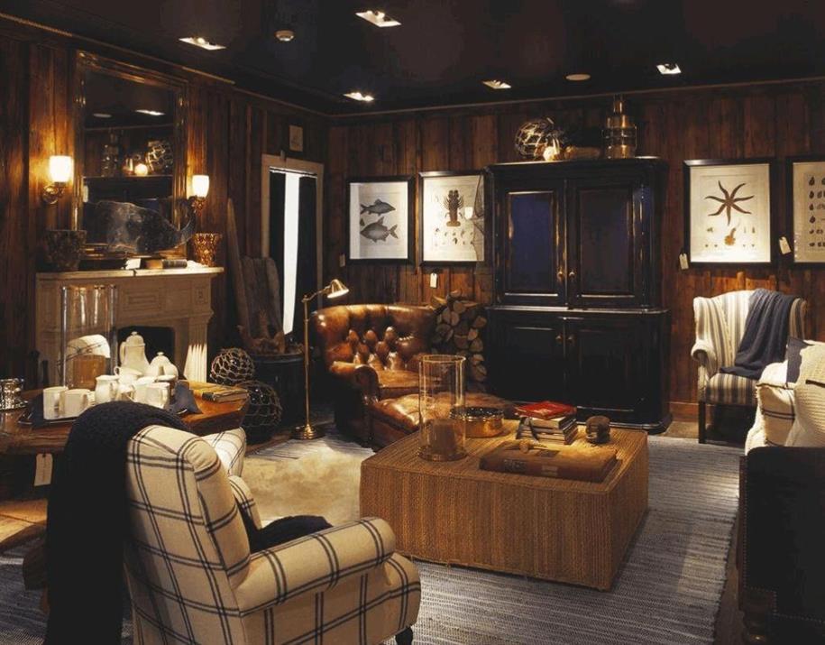 камин в интерьере загородного дома