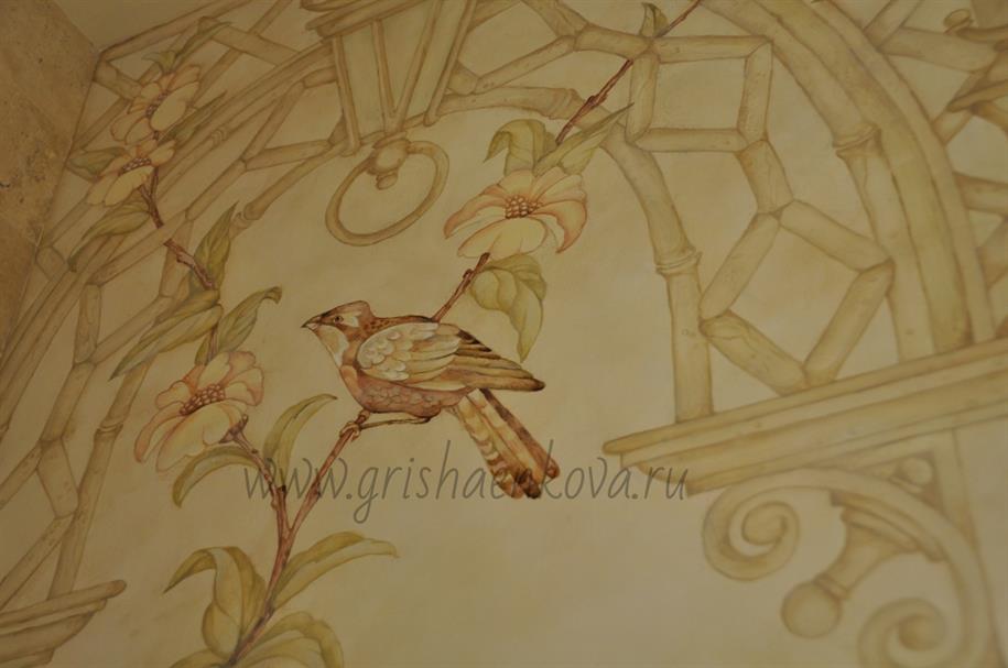 роспись стен в интерьере ванной