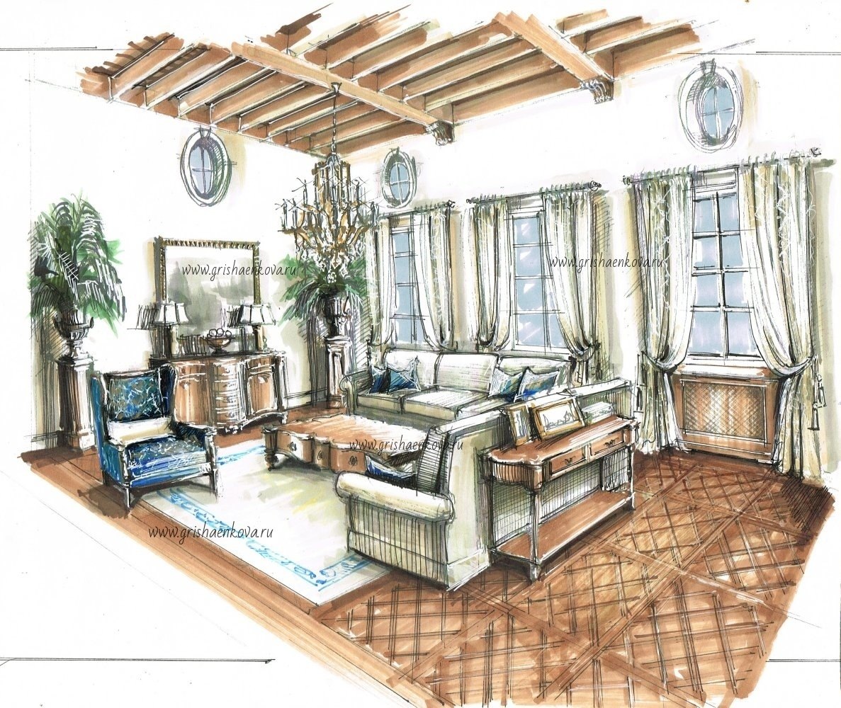 элитный дизайн интерьера гостиной в итальянском стиле