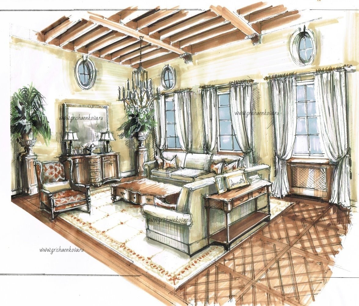 элитный дизайн интерьера гостиной в загородном доме