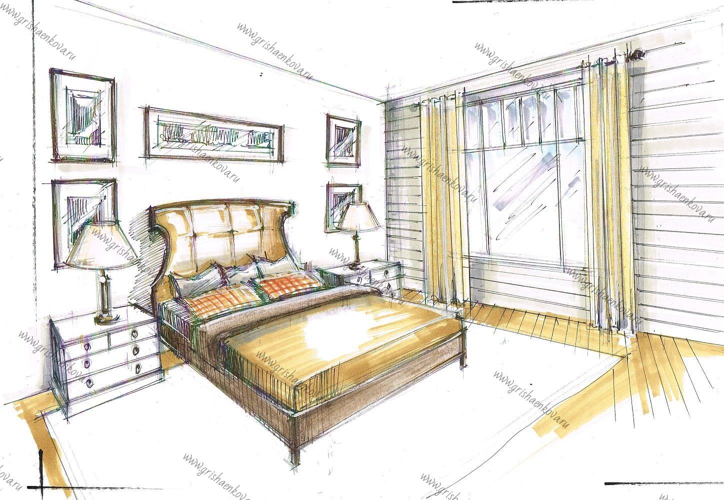 элитный интерьер спальни в загородном доме шале