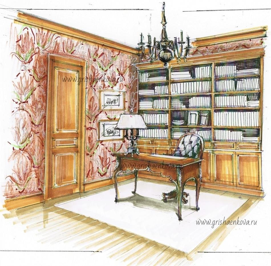 элитный дизайн кабинета в загородном доме